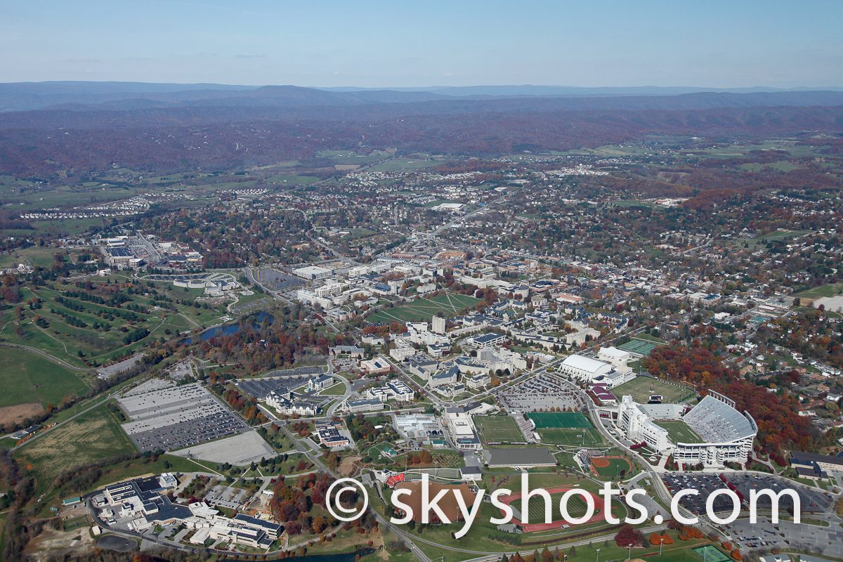Urban landscape featuring distant hills