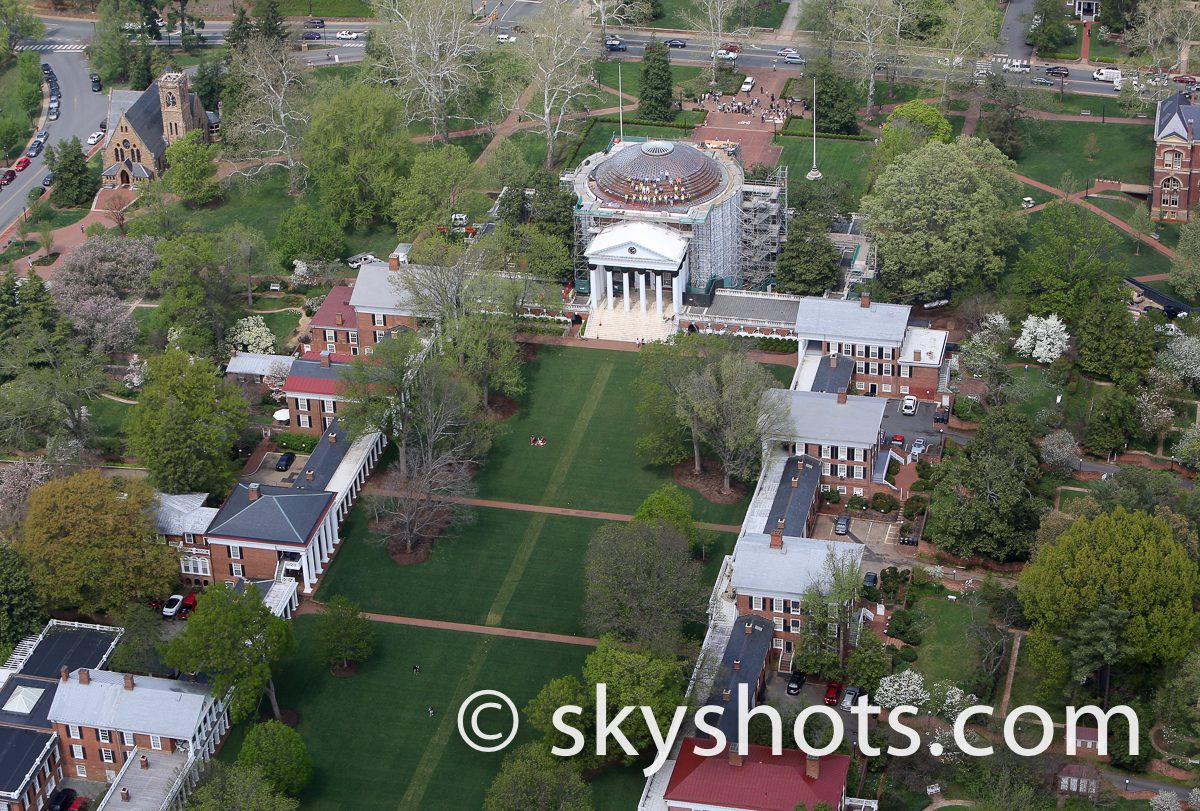 Aerial view of university campus