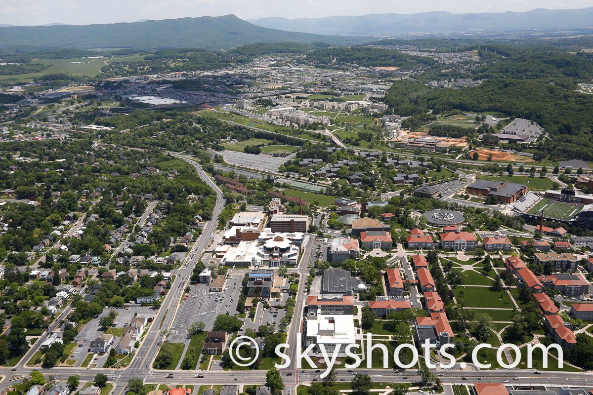 Aerial view of a sprawling cityscape
