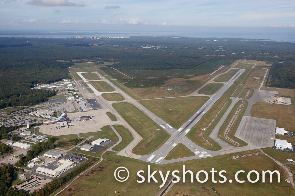 Wide shot of airport layout