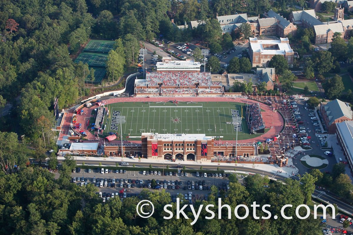 Stadium surrounded by trees