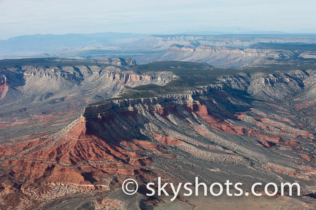 Aerial view of rugged canyon landscape